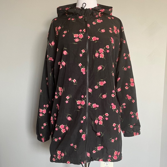 Victoria's Secret Pink Long Floral Bloom Cherry blossom Anorak Windbreaker Jacke - Picture 4 of 16